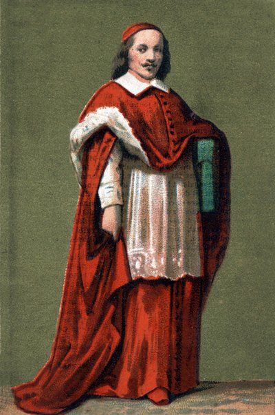 Ritratto del Cardinale Giulio Mazzarino (Giulio Raimondo Mazzarino o Mazarino) (1602-1661) incisione del 1854. da Unknown artist