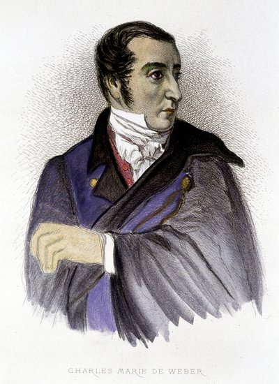Ritratto di Carl Maria von Weber, compositore tedesco (1786-1826) - incisione da Unknown artist