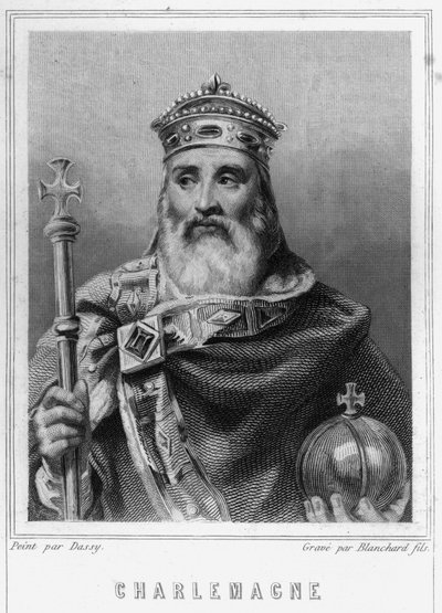 Ritratto di Carlo Magno (742 - 814), Re di Francia - in "Histoire des Français" di Lavallée, incisione, sd da Unknown artist