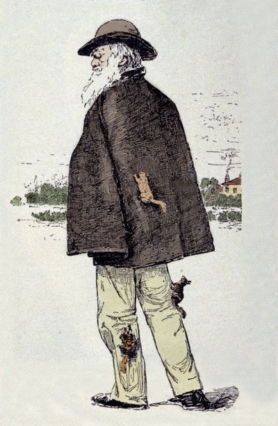 Ritratto di Charles Darwin (1809-1882) che gioca con gli scoiattoli da Unknown artist