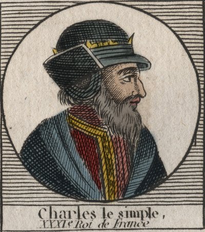 Ritratto di Carlo III detto il Semplice (879-929) re dei Franchi - CARLO III (879-929) - Carlo il Semplice - Re di Francia, 893-923 - incisione da “Instruction sur l