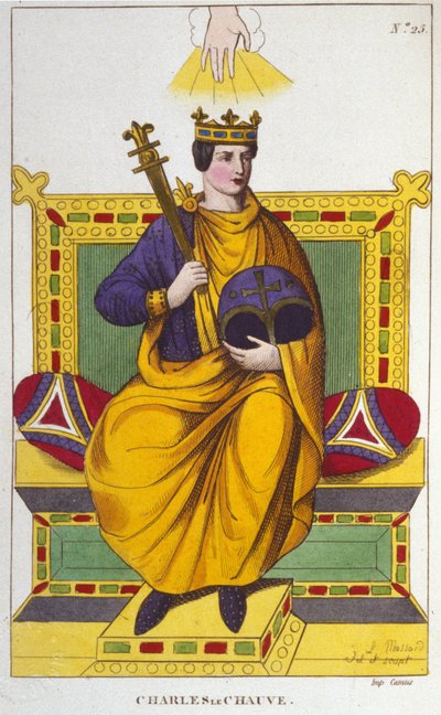 Ritratto di Carlo II il Calvo (823 - 877), Re di Francia incisione del 1830 da Unknown artist