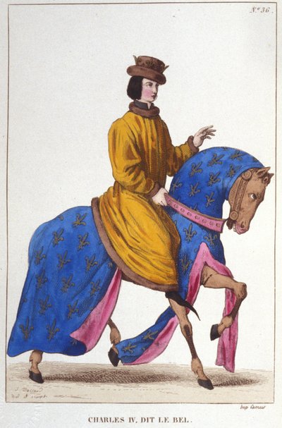Ritratto di Carlo IV il Bello (c. 1294 - 1328), Re di Francia e Navarra incisione del 1830 da Unknown artist
