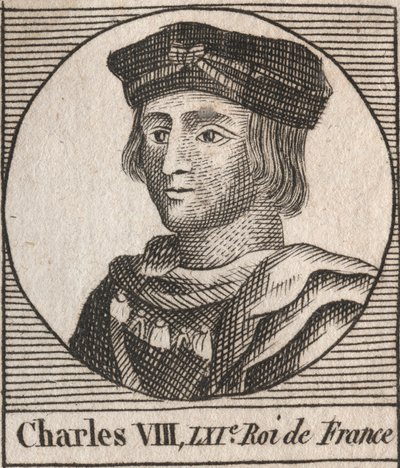 Ritratto di Carlo VIII (1470-1498) re di Francia della dinastia Valois - CARLO VIII (1470-98) re di Francia - incisione da 
