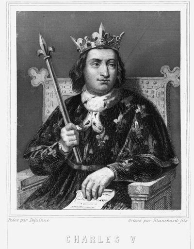 Ritratto di Carlo V il Saggio (1338 - 1380), Re di Francia - in "Histoire des Français" di Lavallée, incisione, sd. da Unknown artist