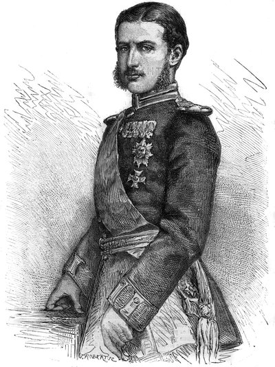 Ritratto di Carlo di Hohenzollern (1839-1914), principe regnante di Romania, poi re Carlo I (Carol I) - Incisione in 