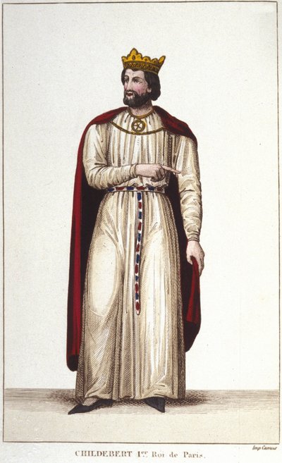 Ritratto di Childeberto I (ca. 495-558) Re di Parigi. Incisione del 1830 da Unknown artist
