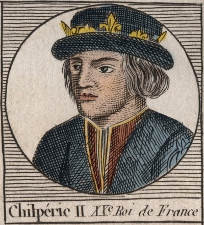 Ritratto di Chilperico II (c. 670-721), Re di Neustria - CHILPERICO II re dei Franchi - incisione da "Istruzione sulla Storia di Francia" di Charles Constant Le Tellier 1821 da Unknown artist