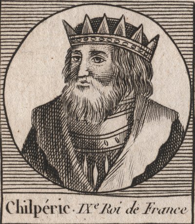 Ritratto di Chilperico I (539-584), re di Neustria - incisione da 