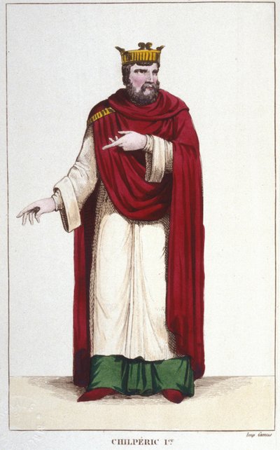 Ritratto di Chilperico I (539-584), Re di Neustria incisione del 1830 da Unknown artist