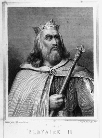Ritratto di Clotario II (584 - 628), Re di Neustria e Re dei Franchi - in 
