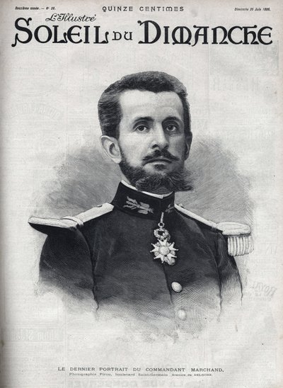 Ritratto del comandante Jean Baptiste Marchand (1863-1934). Incisione in "Le soleil-du-dimanche", 25 giugno da Unknown artist