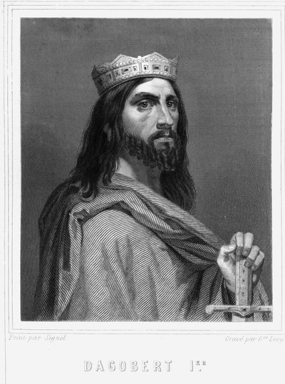 Ritratto di Dagoberto I (? -?) , Re dei Franchi - in "Histoire des Français" di Lavallée, incisione, sd da Unknown artist