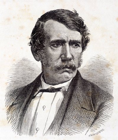 Ritratto di David Livingstone, missionario ed esploratore britannico (1813-1873) - in "Tour du Monde", 2° sem. 1875 da Unknown artist