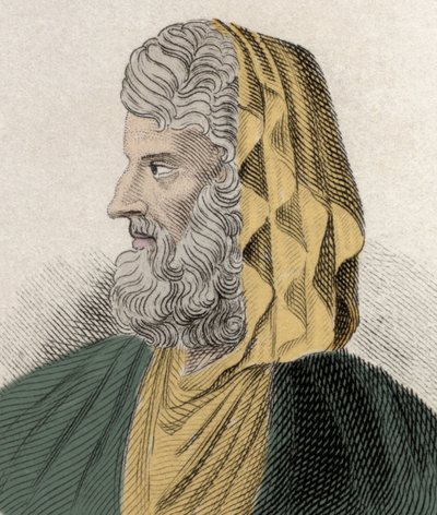 Ritratto di Denys il Transfuga (Dionysios o Dionisio di Eraclea), filosofo stoico greco. Incisione del XIX secolo da Unknown artist