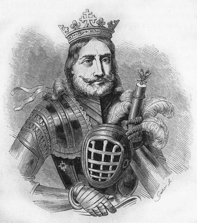 Ritratto di Etienne IX UroU IV DuUan in francese, Etienne Douchan (1308-1355). Re, poi zar dei Serbi. Incisione del 1840 da Unknown artist