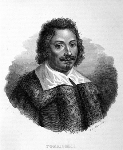 Ritratto di Evangelista Torricelli o Toricelli (1608 - 1647), fisico italiano. Incisione italiana del XIX secolo. da Unknown artist