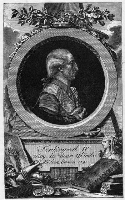 Ritratto di Ferdinando I delle Due Sicilie (o Ferdinando IV di Napoli) (1751-1825) - Incisione del XIX secolo da Unknown artist
