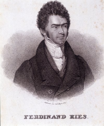 Ritratto di Ferdinand Ries (1784 - 1838) compositore e pianista tedesco. Incisione del XIX secolo. da Unknown artist