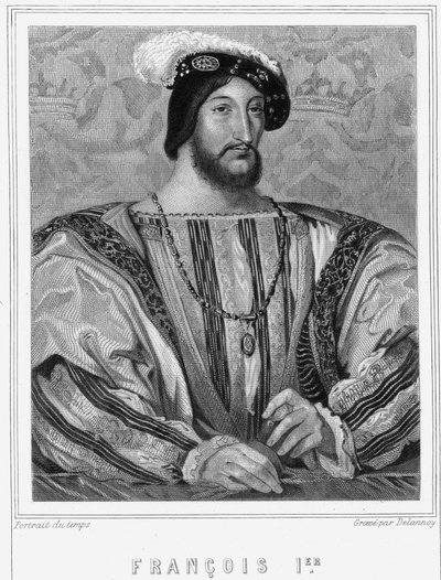 Ritratto di Francesco I (1494 - 1547), Re di Francia - in "Histoire des Français" di Lavallée, incisione, sd. da Unknown artist
