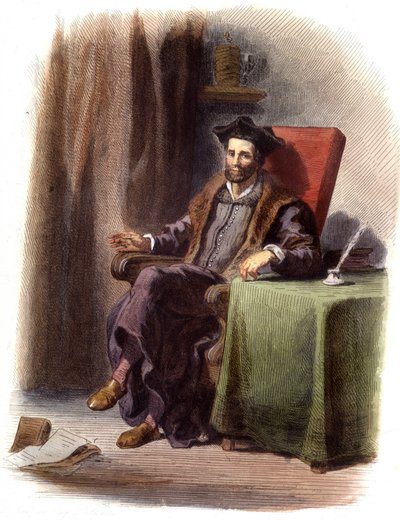 Ritratto di François Rabelais seduto (1483-1553) - in "Le Plutarque français", Ed. Mennechet da Unknown artist