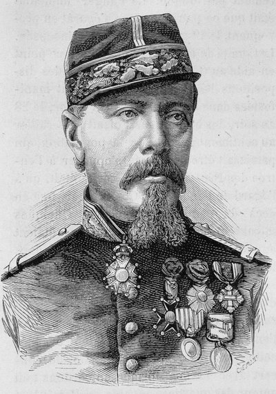 Ritratto del Generale Lecomte fucilato dagli insorti nel 1871. Incisione della fine del XIX secolo in 