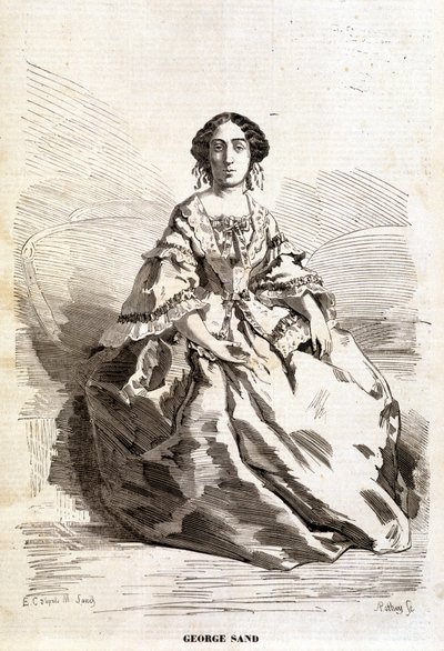 Ritratto di George Sand (Aurore Dupin, Baronne Dudevant) (1804-1876) da Unknown artist