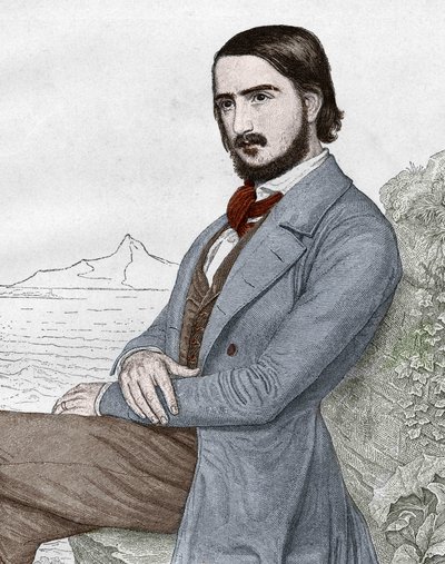 Ritratto di Georg Herwegh (1817-1875), poeta tedesco, basato sul dipinto di C. Hitz. da Unknown artist