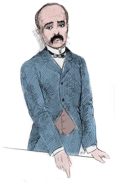 Ritratto di Georges Benjamin Clemenceau (1841-1929) politico francese durante le discussioni sulla questione del Tonchino e della Francia. Incisione in 