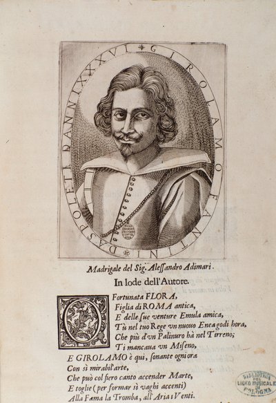 Ritratto di Gerolamo Fantini (pagina del titolo del suo Metodo per imparare a suonare la tromba) da Unknown artist
