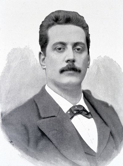 Ritratto di Giacomo Puccini, compositore italiano (1858-1924), incisione del XIX secolo da Unknown artist