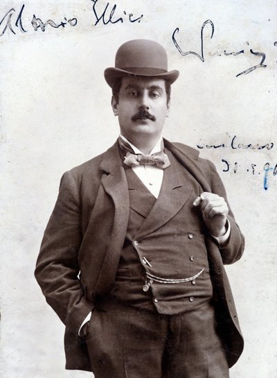 Ritratto di Giacomo Puccini nel 1896 (1858-1924), compositore italiano da Unknown artist
