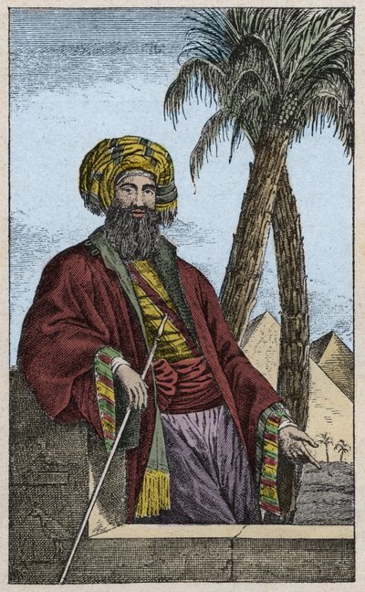 Ritratto di Giovanni Battista Belzoni (1778-1823), esploratore e archeologo italiano, che fece importanti scoperte archeologiche in Egitto - incisione da Unknown artist
