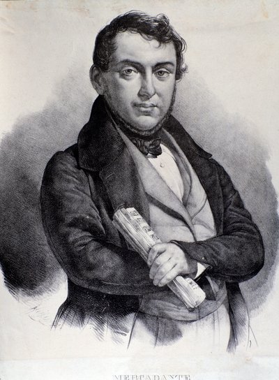 Ritratto di Giuseppe Saverio Mercadante (litografia) da Unknown artist