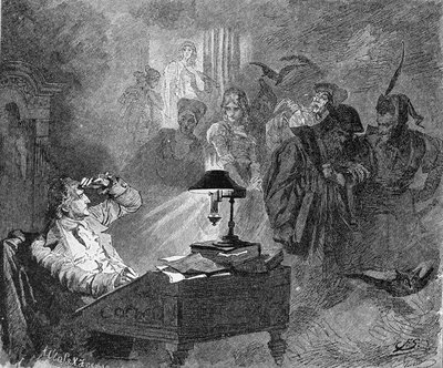 Ritratto di Goethe circondato dai personaggi di Faust da Unknown artist