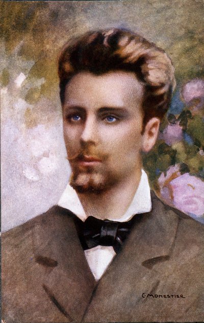 Ritratto di Guglielmo Oberdan (1858-1882), cartolina dopo un dipinto di C. Monestier da Unknown artist