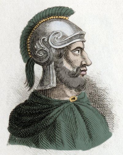 Ritratto di Amilcare Barca (o Barcas) (circa 275-228 a.C.), statista e generale cartaginese, fondatore della dinastia dei Barcidi e padre di Annibale. Incisione del 19° secolo da Unknown artist