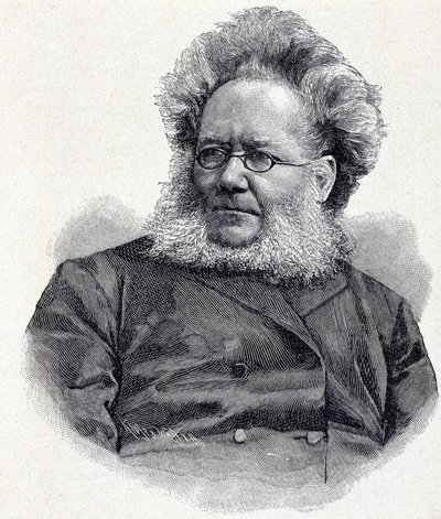Ritratto di Henrik (Henri) Johan Ibsen (1828-1906), poeta e drammaturgo norvegese, incisione del XIX secolo da Unknown artist