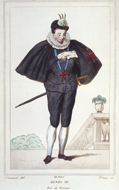 Ritratto di Enrico III (1551 - 1589), Re di Francia. incisione del 1830 da Unknown artist