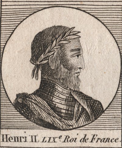 Ritratto di Enrico II (1519-1559) Re di Francia - incisione da "Instruction sur l