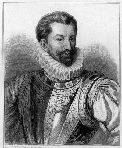 Ritratto di Enrico I di Lorena, 3° Duca di Guisa, detto il Balafré (1550 - 1588) - in "Histoire des Français" di Lavallée, incisione, sd da Unknown artist