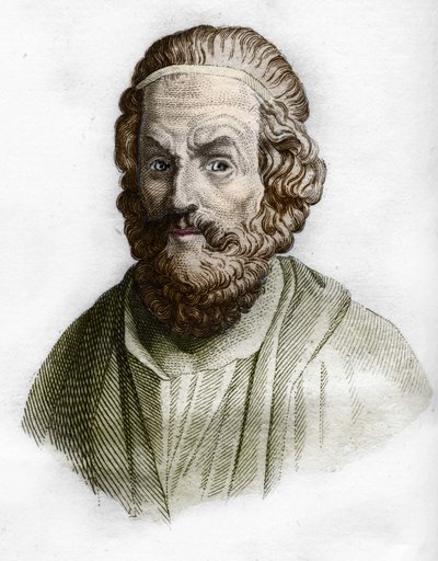 Ritratto di Omero (IX secolo a.C.) poeta greco. In storia antica di Rollin. 1829 da Unknown artist