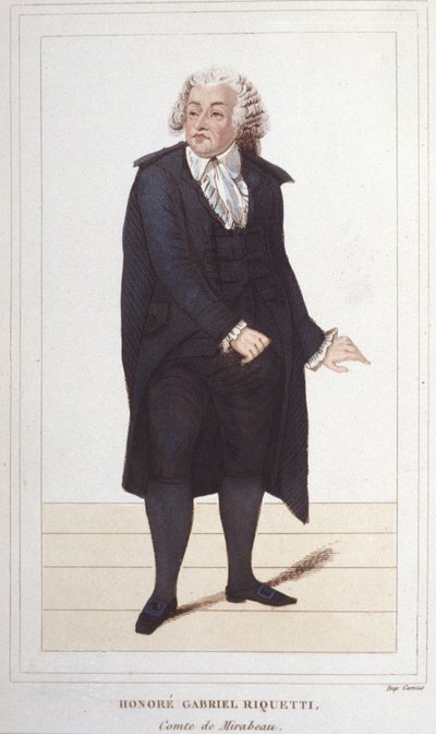 Ritratto di Honoré Gabriel Riqueti, Conte di Mirabeau (1749-1791), politico francese. Incisione del 1830 da Unknown artist