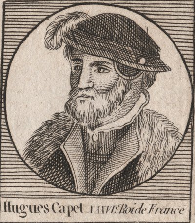 Ritratto di Ugo I Capeto (ca. 941 - 996), Duca di Francia poi Re di Francia - Ritratto di Ugo I Capeto (c941-996), Re di Francia - incisione da 