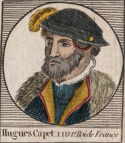 Ritratto di Ugo I Capeto (ca. 941 - 996), Duca di Francia poi Re di Francia - incisione da 