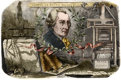 Ritratto di Jacques de Vaucanson (1709-1782), meccanico francese e inventore di automi. Incisione del 1857 in 