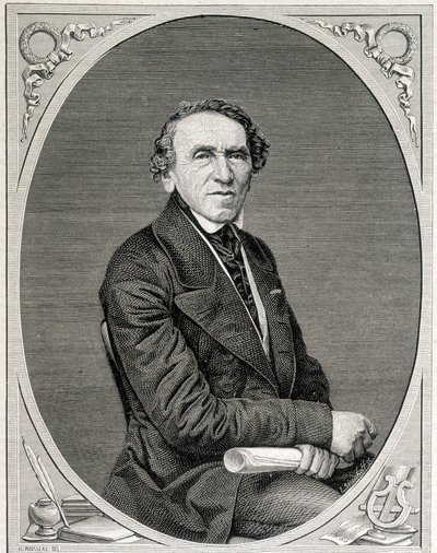 Ritratto di Jakob Liebmann Beer, noto come Giacomo Meyerbeer (1791 - 1864), compositore tedesco. Incisione del XIX secolo da Unknown artist