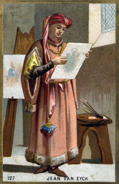 Ritratto di Jan Van Eyck (1390 -1441), pittore fiammingo (cromolitografia del XIX secolo) da Unknown artist