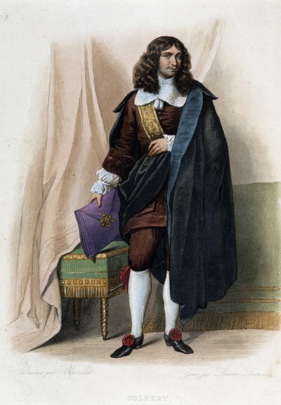 Ritratto di Jean Baptiste (Jean-Baptiste) Colbert (1619-1683), statista francese (1619 - 1683) - in "Le Plutarque français", di Mennechet da Unknown artist