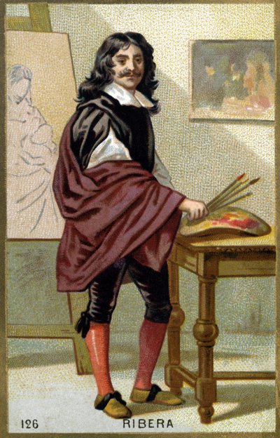 Ritratto di José de Ribera detto lo Spagnoletto “lo Spagnolo” (1591-1652), pittore e incisore spagnolo - Cromolitografia del XIX secolo da Unknown artist
